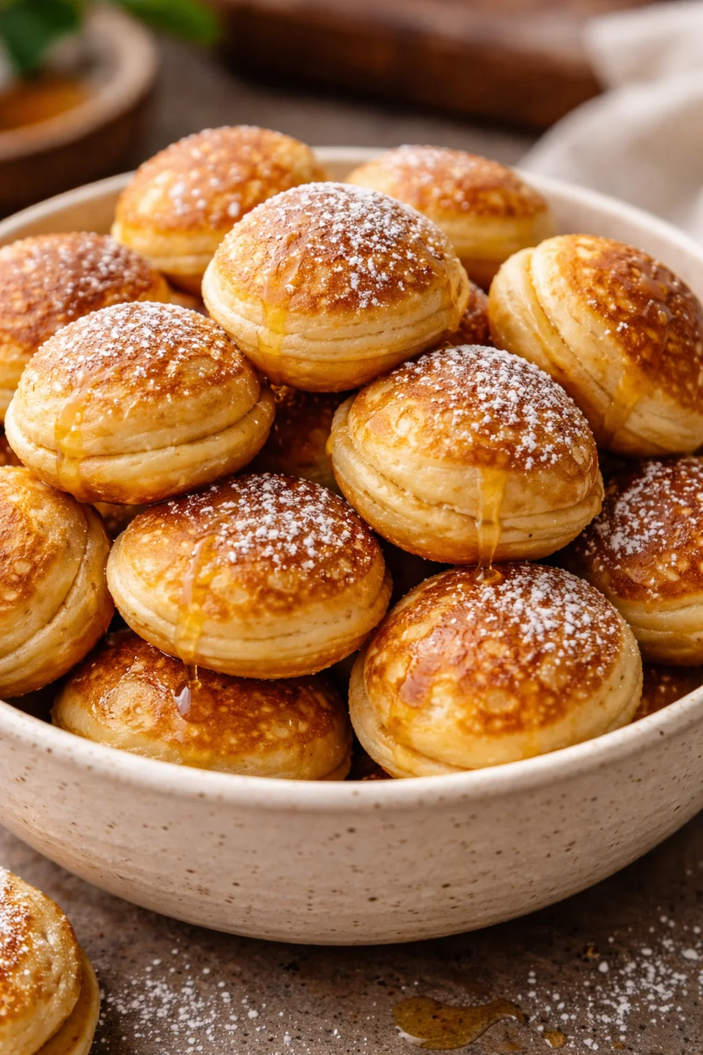 Delicious breakfast pancake poppers served on a plate