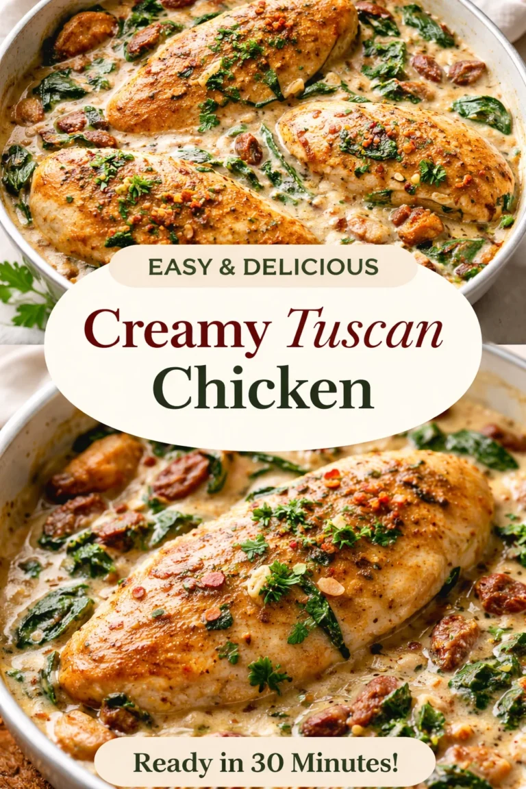 Creamy rotisserie chicken broccoli pasta dish garnished with herbs