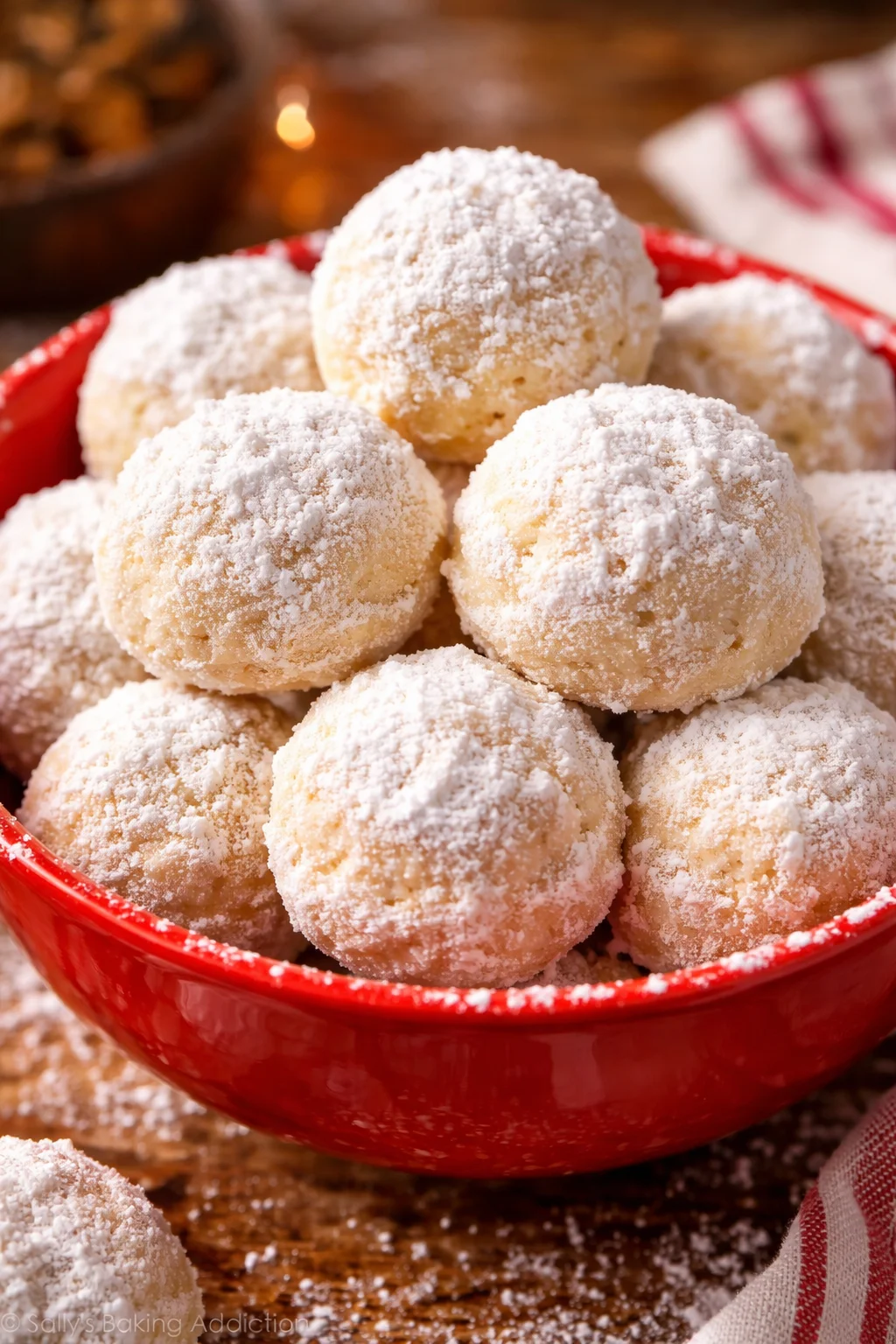 Delicious soft homemade snowball cookies dusted with powdered sugar