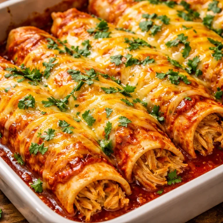 Delicious quick and easy chicken enchiladas topped with cheese and salsa