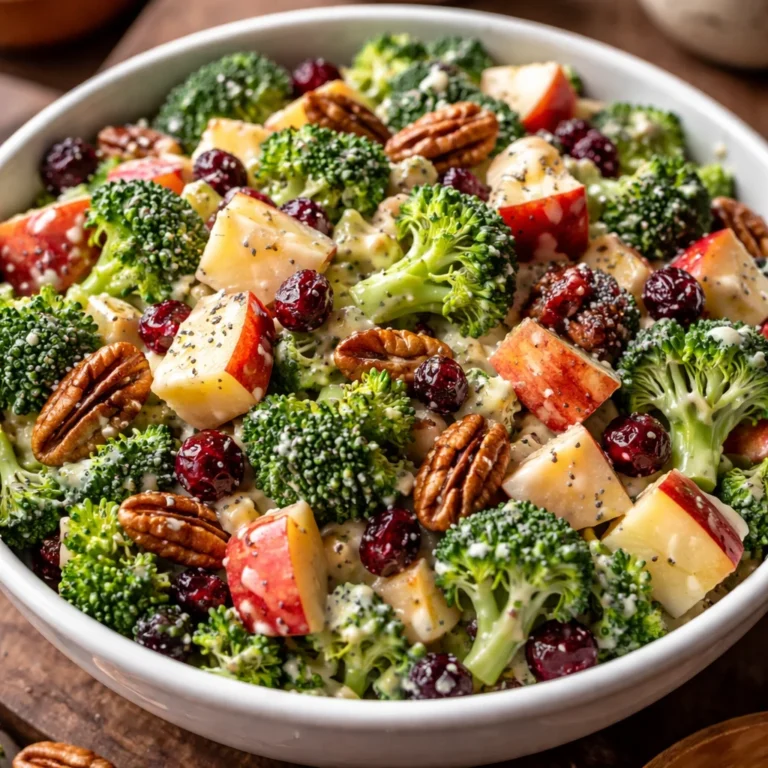 Delicious Honeycrisp Apple Broccoli Salad featuring fresh apples and vibrant vegetables.